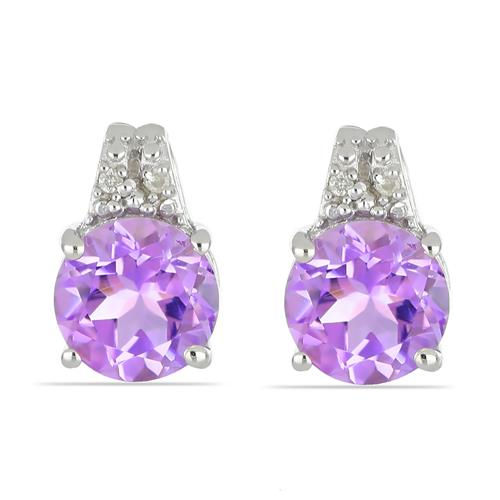 BUY STERLING SILVER  BRAZILIAN AMETHYST GEMSTONE CLASSIC EARRINGS